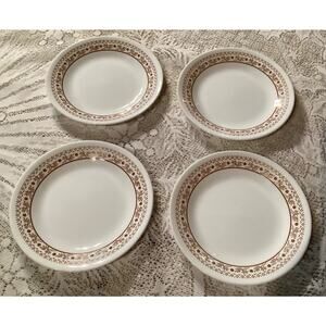 Corelle White & Ginger Brown Summer Impressions Set of 4 Bread Plates 6.75”